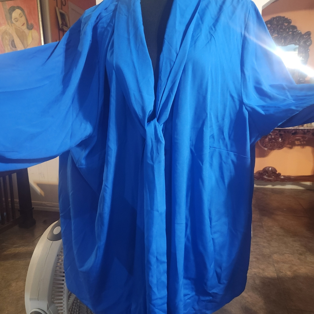 30W Roaman's Elegant Royal Blue Women's Blouse